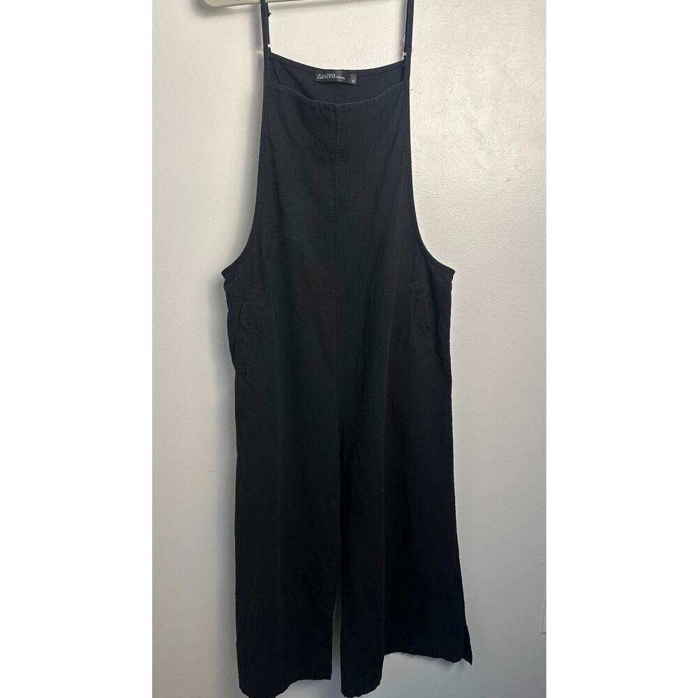 ZANZEA Women’s Medium 100% Cotton Black Wide Leg Jumpsuit Boho Lagenlook Romper